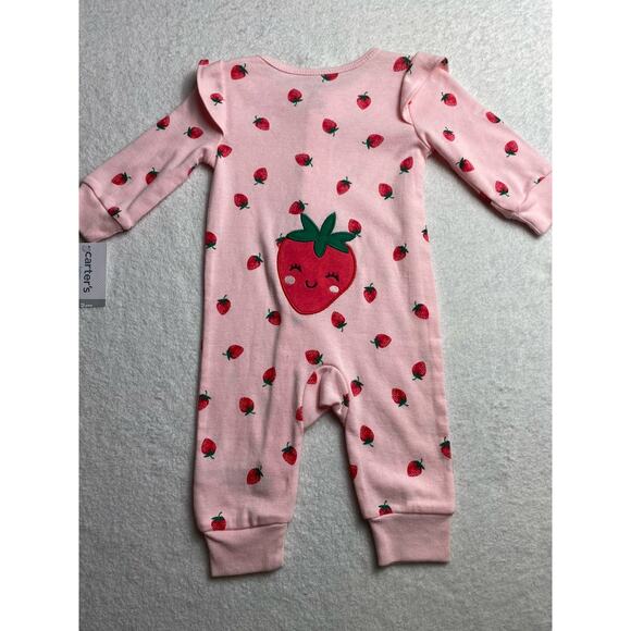 Carter’s Baby Girl Strawberry Footless Sleeper Pink One-Piece Pajamas 3M - Picture 3 of 10